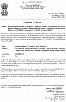 Constitution of Institutional Ethics Committee GMC Bhandara
